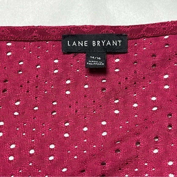 Lane Bryant Women’s pink eyelet 3/4 sleeve top size 14/16 - Picture 5 of 7